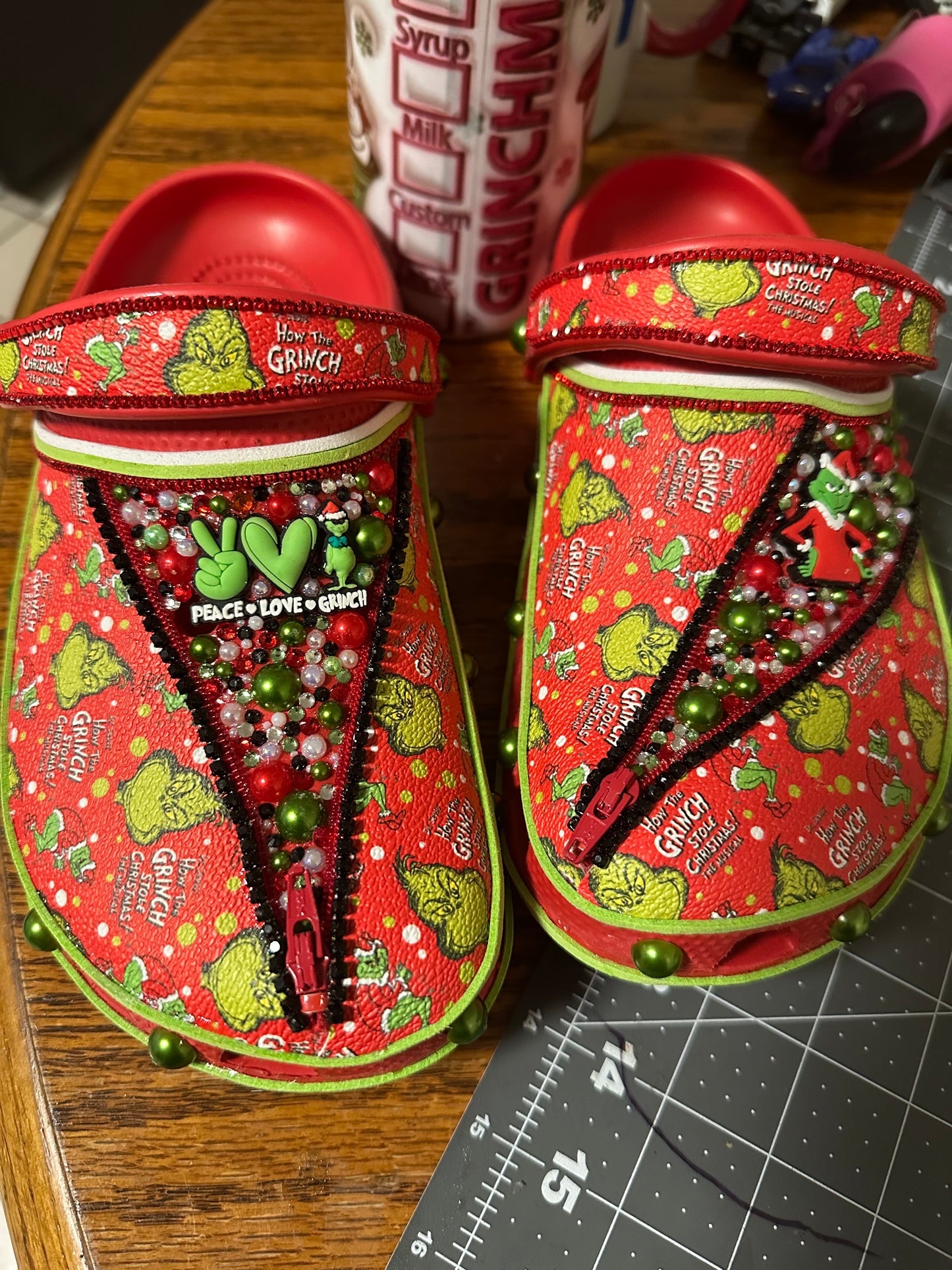 Blinged Grinch Crocs