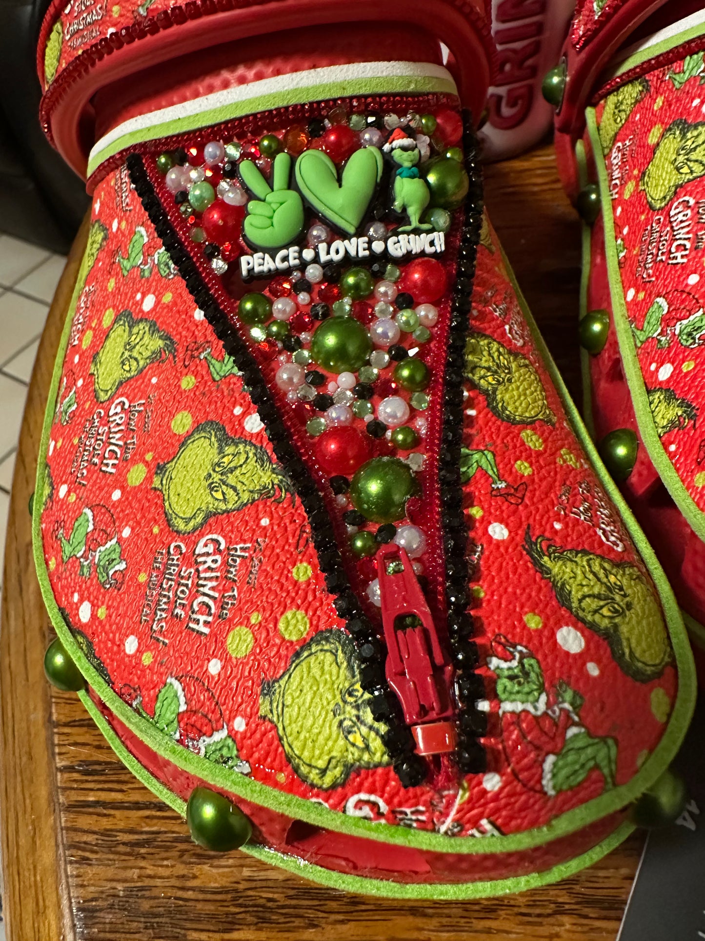 Blinged Grinch Crocs