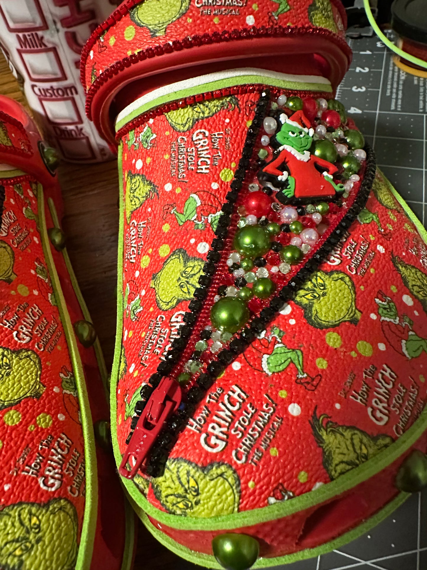 Blinged Grinch Crocs