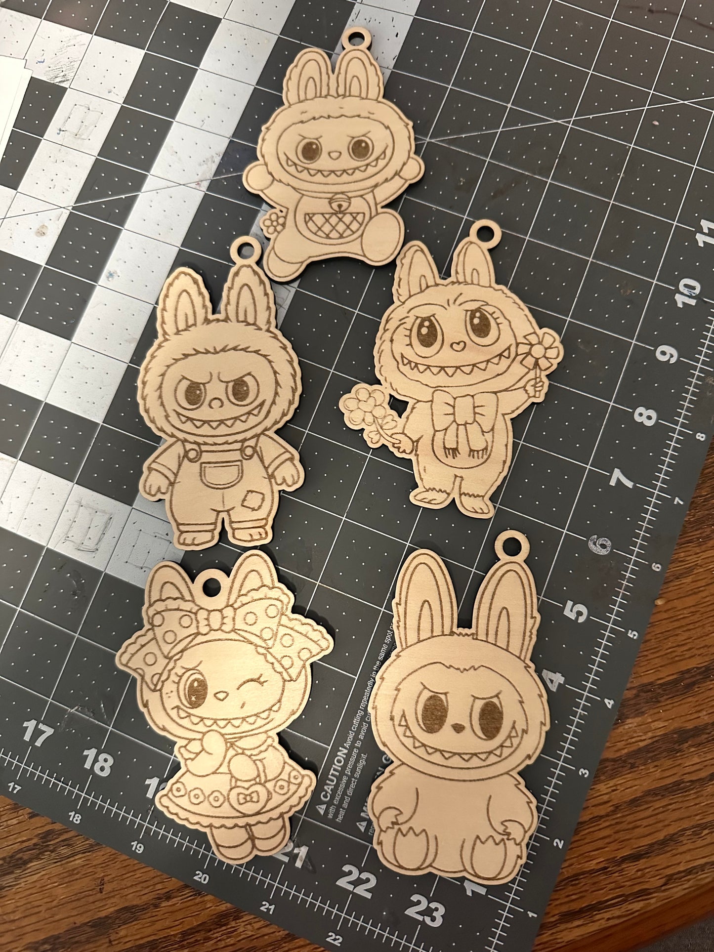 Labubu Keychains- Wood