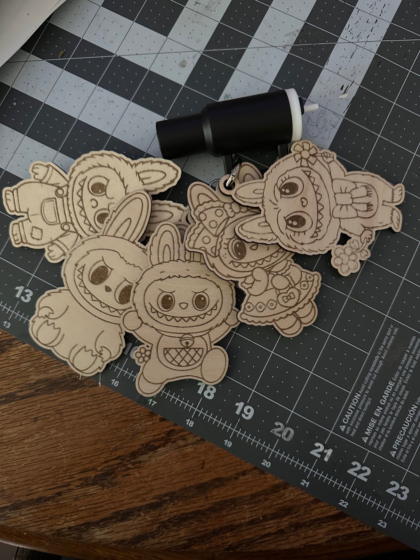 Labubu Keychains- Wood
